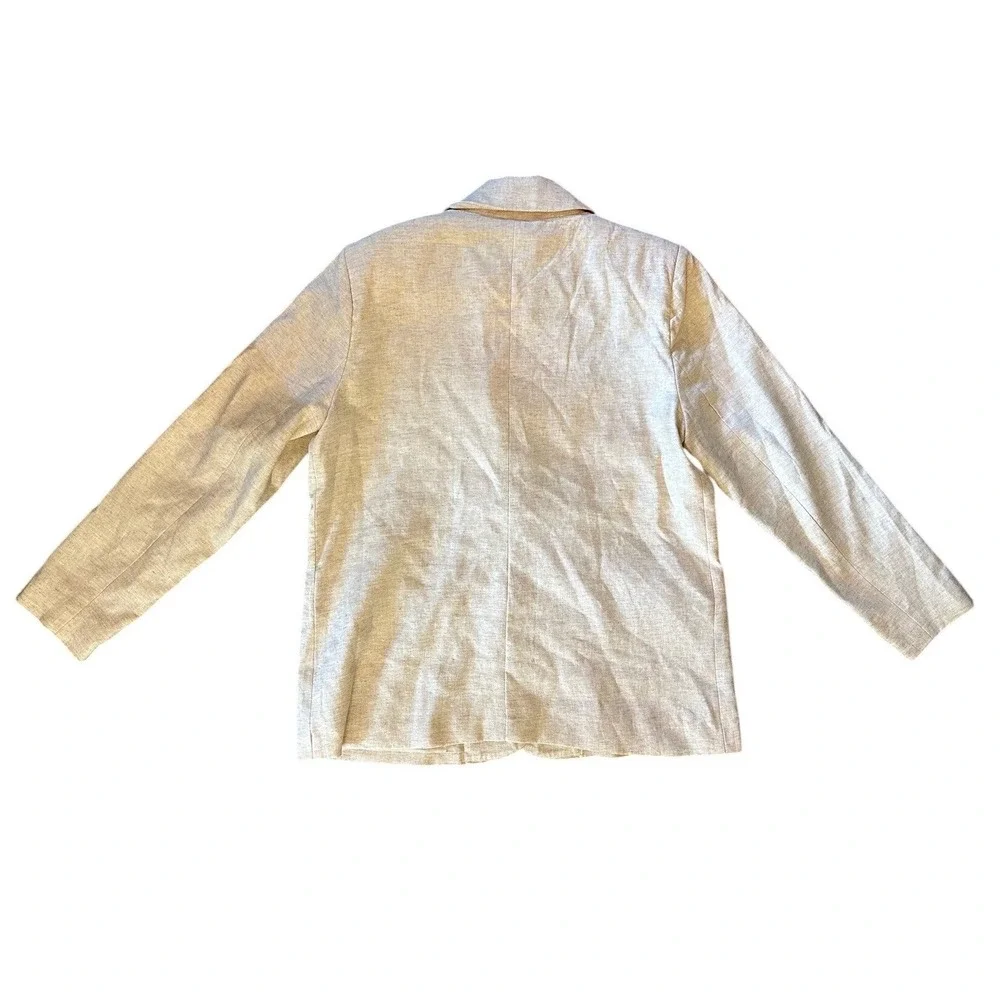 Abercrombie & Fitch Oatmeal Beige Linen Blend Blazer Men's Medium - Picture 3 of 4